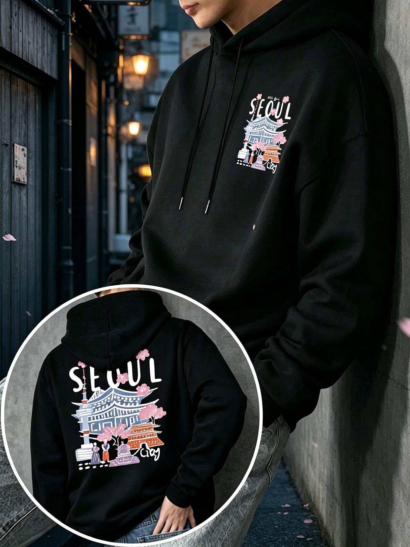 Winter Clothing English - Hallo uit Seoul City Scenery Print