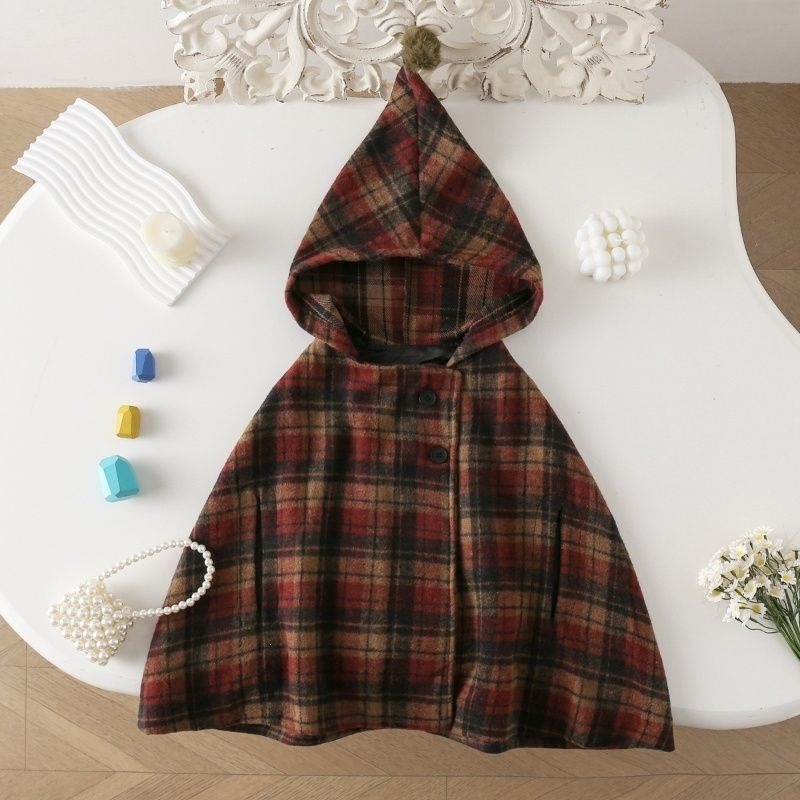 Winter Clothing Baby Girl - Geruite cape voor meisjes, schattige meisjesjas,