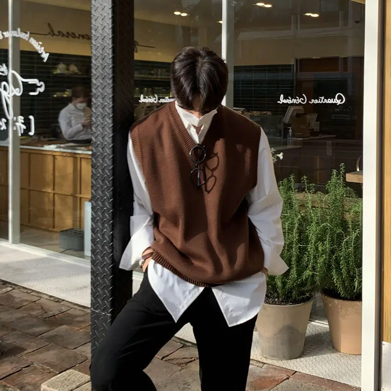 Winter Clothes Shop - Effen Mouwloze Gebreide Truien Mannen Effen